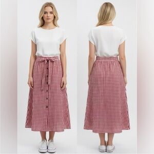 ASOS RED/WHITE GINGHAM SKIRT WITH A TIE